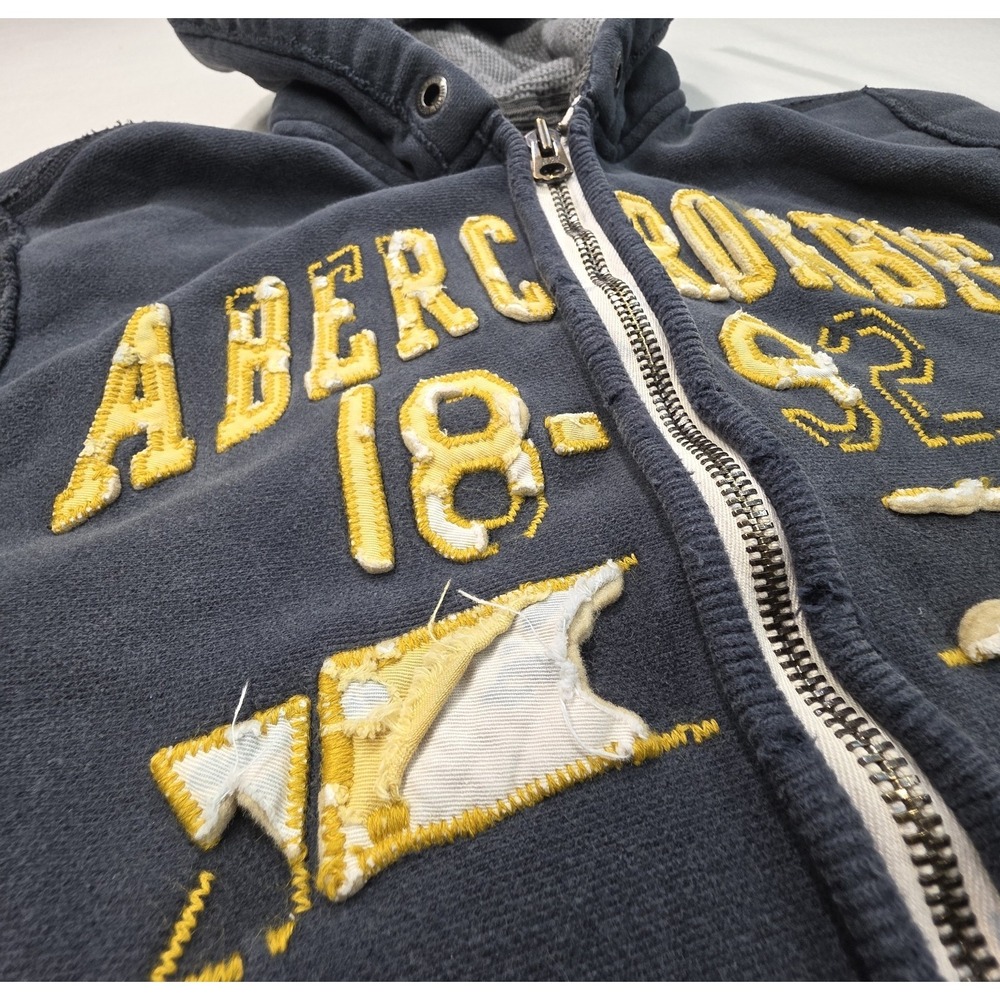 VTG Abercrombie Fitch Hoodie Jacket Mens L Distressed Faded Full Zip Sweatshirt